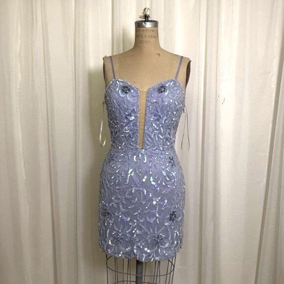 Aleta Periwinkle beaded minidress - Picture 4 of 7